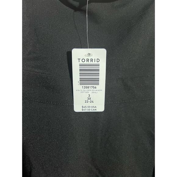 NWT Torrid Peplum Crepe Zip-Front Top 3 3X 22-24 - Picture 8 of 8
